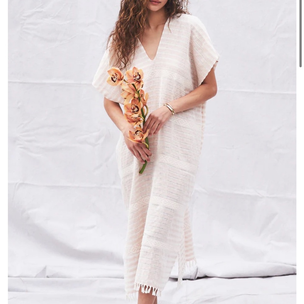 Isola Cream Swim Coverup with V-Neck and Relaxed Sleeves